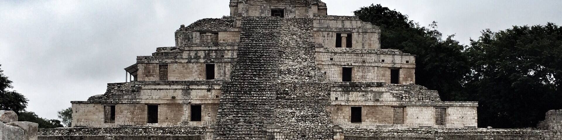 About an hours drive from Campeche. You won't be disappointed. Compact site with many impressive structures. And best of all, it's not very busy.