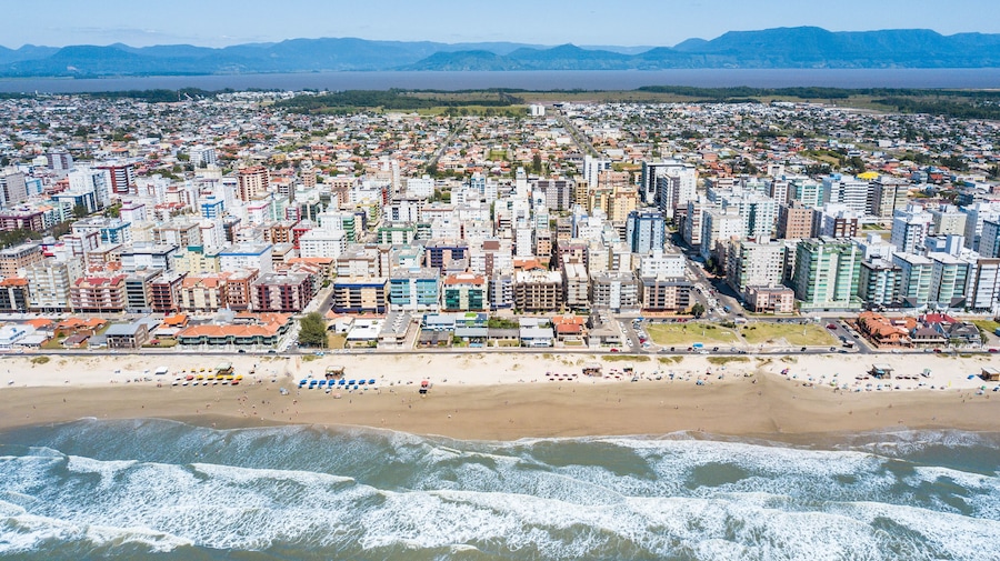 Capão da Canoa - RS. Aerial view of the beach and city of Capão da Canoa in the state of Rio Grande do Sul, southern Brazil