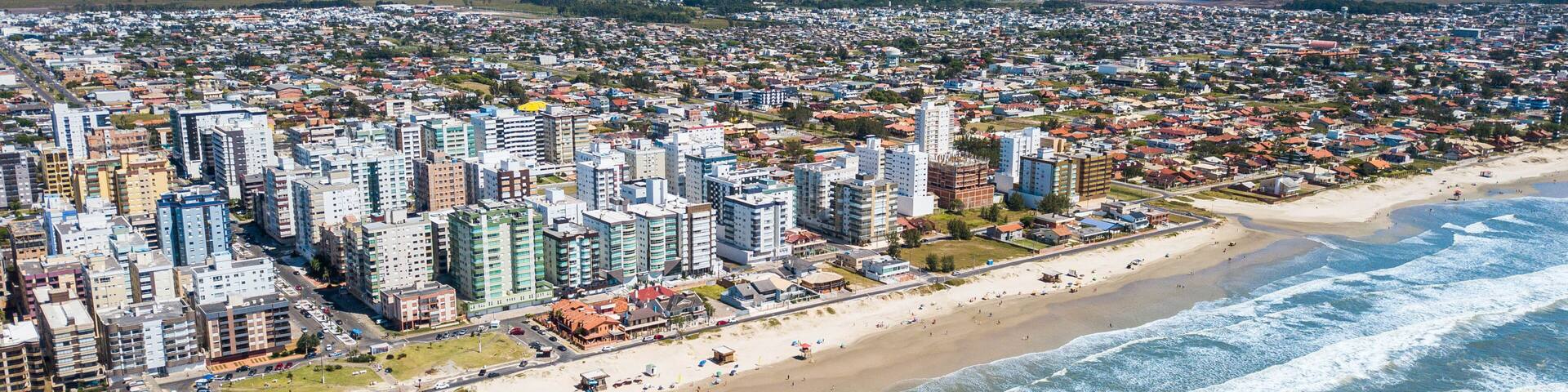 Capão da Canoa - RS. Aerial view of the beach and city of Capão da Canoa in the state of Rio Grande do Sul, southern Brazil