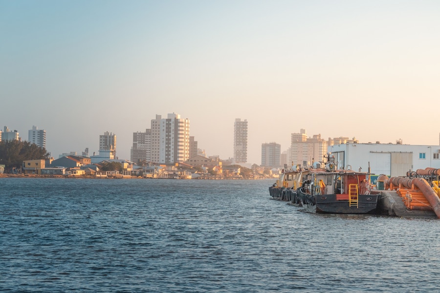 Ships in the harbor at Imbe, Brazil, South America.; Shutterstock ID 1454893109; Purchase Order: -