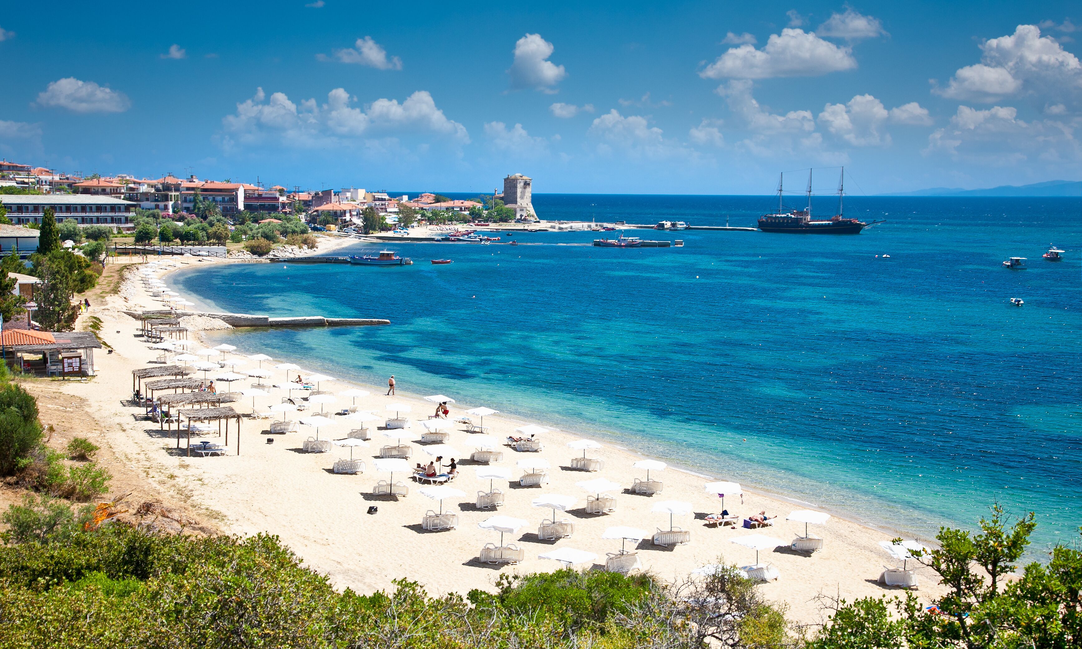 Beautiful Ouranoupolis beach on Athos , Greece.