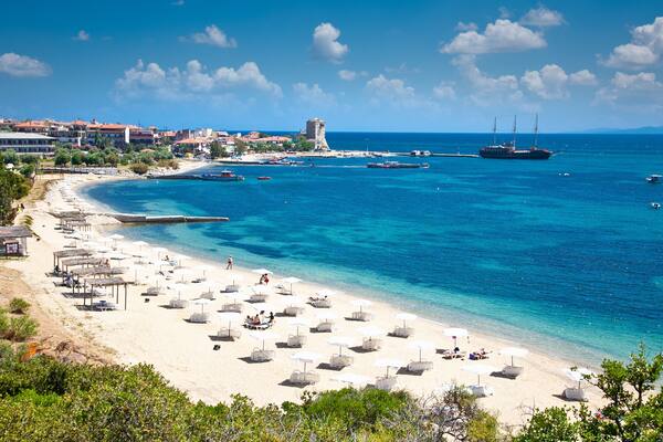Beautiful Ouranoupolis beach on Athos , Greece.
