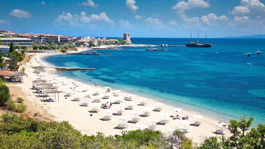 Beautiful Ouranoupolis beach on Athos , Greece.