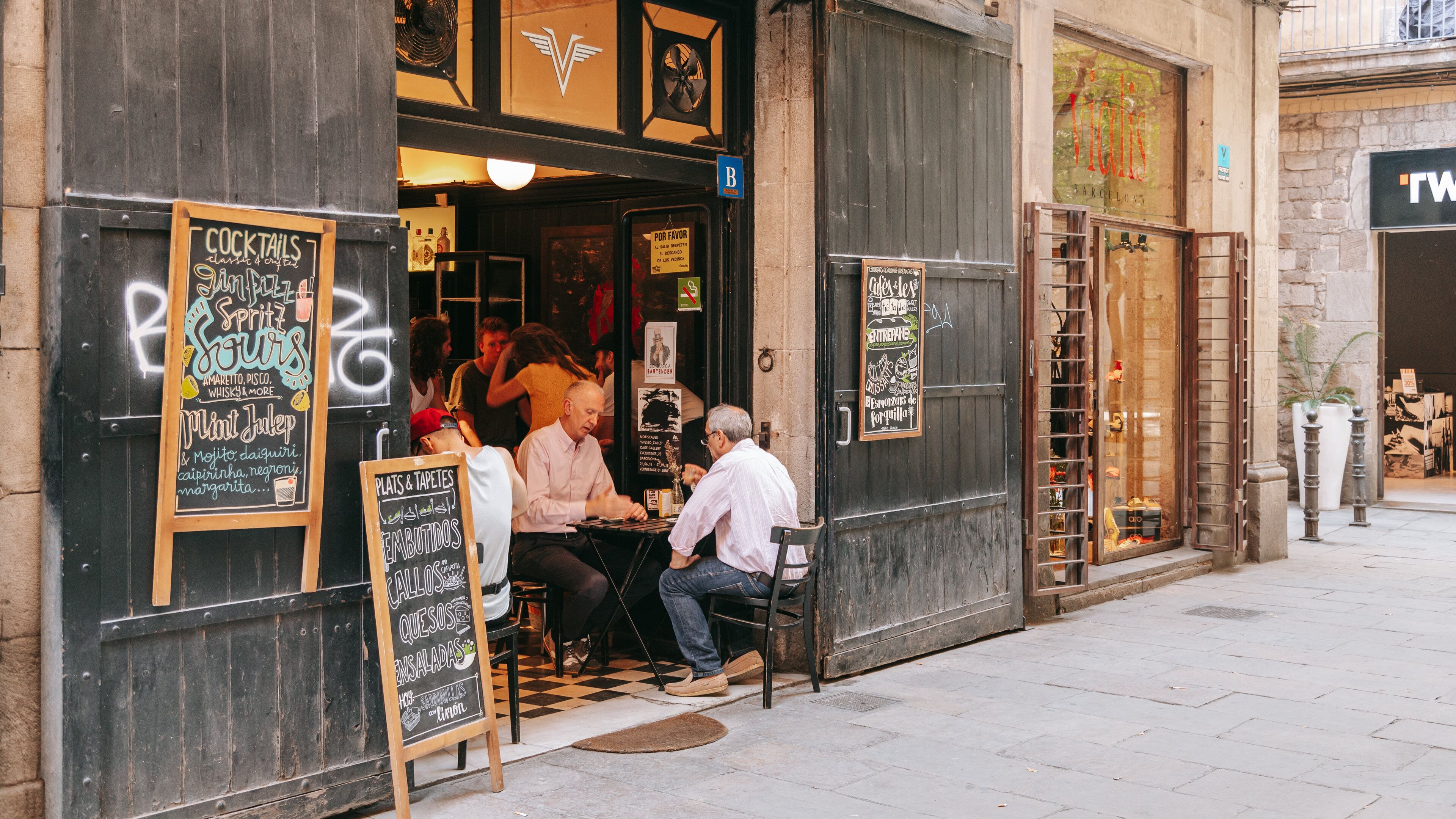 El Born which includes cafe lifestyle and signage