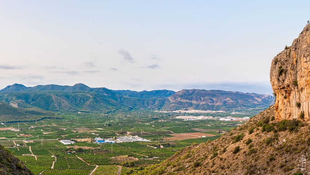 Wild landscape with mountains on a cloudy day, in Tavernes de La Valldigna, Comunidad valenciana (Spain