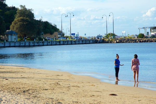 Sorrento mettant en vedette plage aussi bien que petit groupe de personnes
