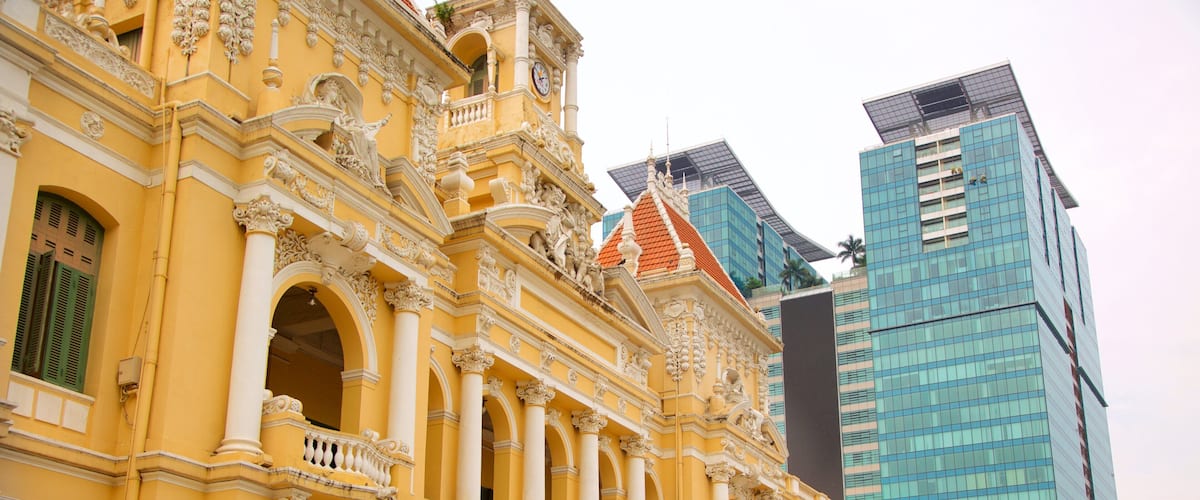 Ayuntamiento de la ciudad de Ho Chi Minh mostrando patrimonio de arquitectura y arquitectura moderna