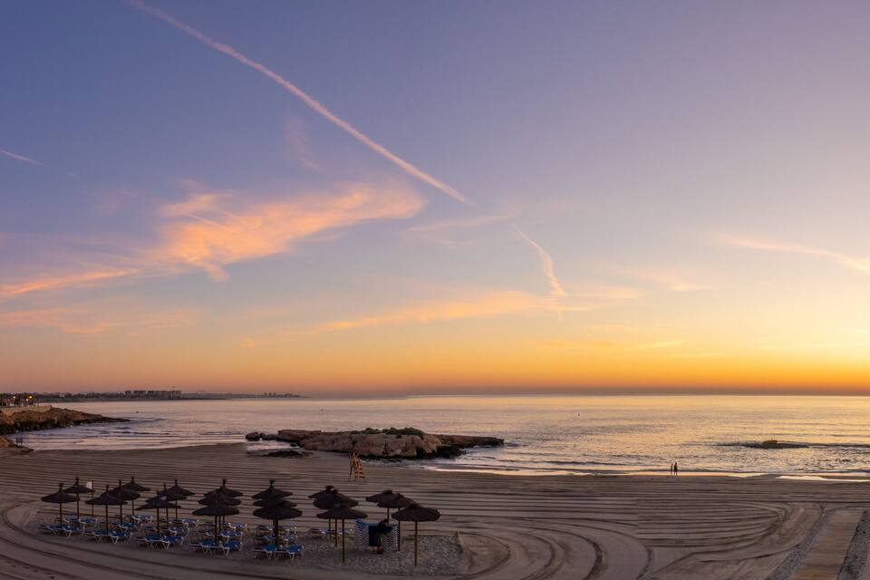 Beach during sunrise in Spain