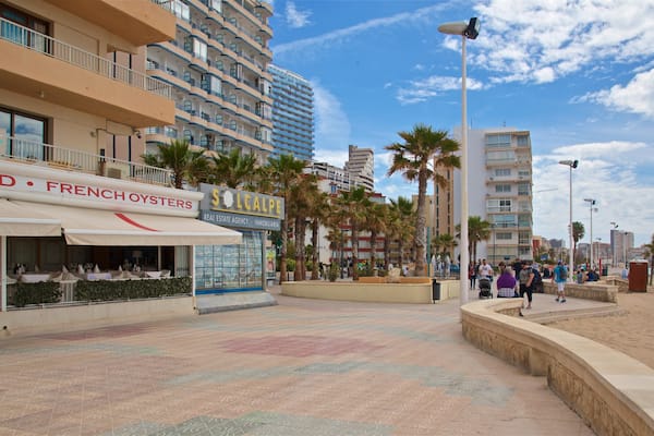 Arenal-Bol Beach featuring a coastal town