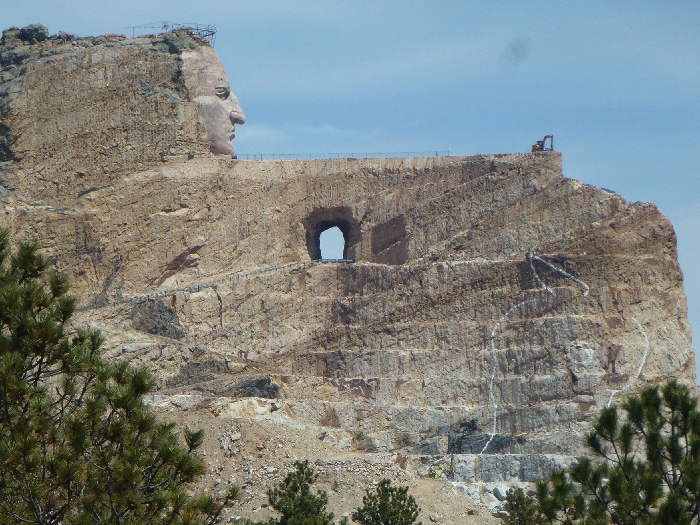 This sculpted will be the worlds largest mountain carving. A dedication to Crazy Horse the great warrior of the Teton Sioux. Sculptor Korczak Ziolkowski began carving the memorial in 1948, requested by Cheif Henry Standing Bear & other Lakota elders. Korczak died in 1982, since then the work has been continued by Mrs Ziolkowski & seven of their children. There is a great visitors centre at the site, it's simply amazing!