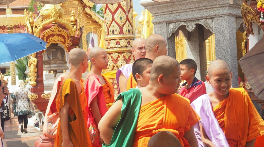 Monks at a temple festival at Wat Phra That Hariphunchai in Lamphun, only 20 km outside of Chiang Mai