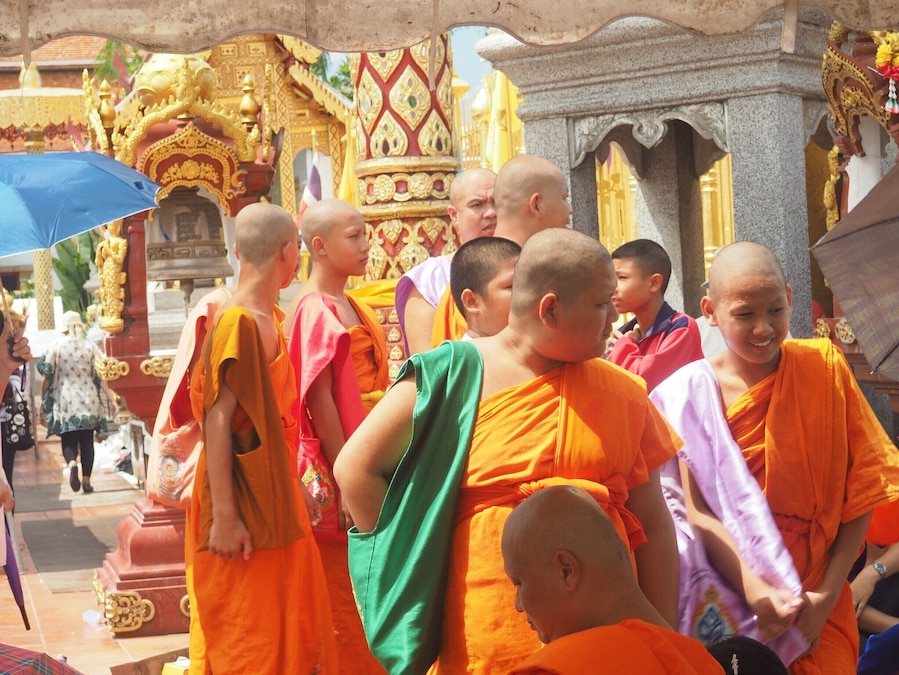 Monks at a temple festival at Wat Phra That Hariphunchai in Lamphun, only 20 km outside of Chiang Mai