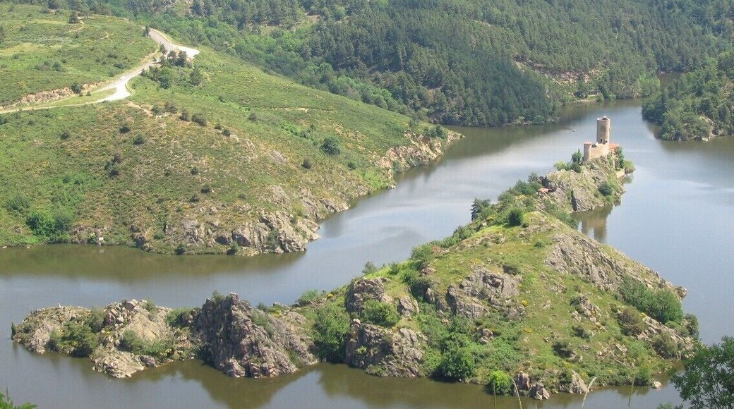 Les vestiges des chรขteau et chapelle de Grangent, datรฉs IXe s., ne se sont pas toujours trouvรฉs sur une รฎle. Ils furent bรขtis ร l'origine au sommet d'un promontoire rocheux dominant le cours du fleuve d'une soixantaine de mรจtres... ce n'est que lors de la mise en eau du barrage en 1957, que le domaine s'est trouvรฉ sรฉparรฉ de son grand frรจre d'Essalois, sur le plateau de Chambles.