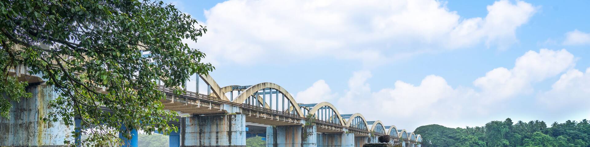 The Kuttippuram Bridge is a bridge that was built in 1953 that connects Kuttippuram with the Thavanur-Ponnani region in Malappuram district, Kerala, India. 20 July 2025.