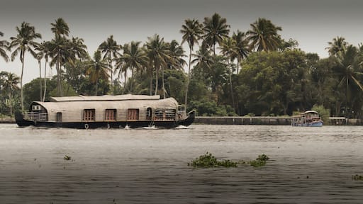 The House boat traditionally built with wood and coir is a major attraction for the travellers visiting Keral backwaters for Eco tourism in Kochi, India.