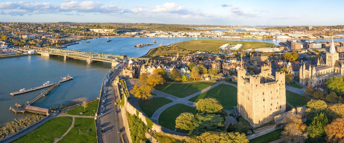 Panorama of historical Rochester from above