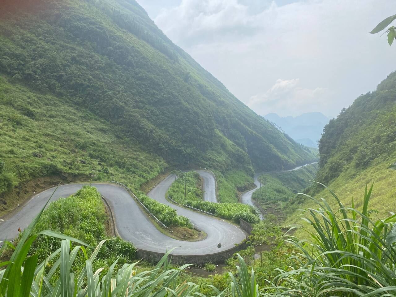 Una carretera sinuosa en la montaña, rodeada de vegetación exuberante.