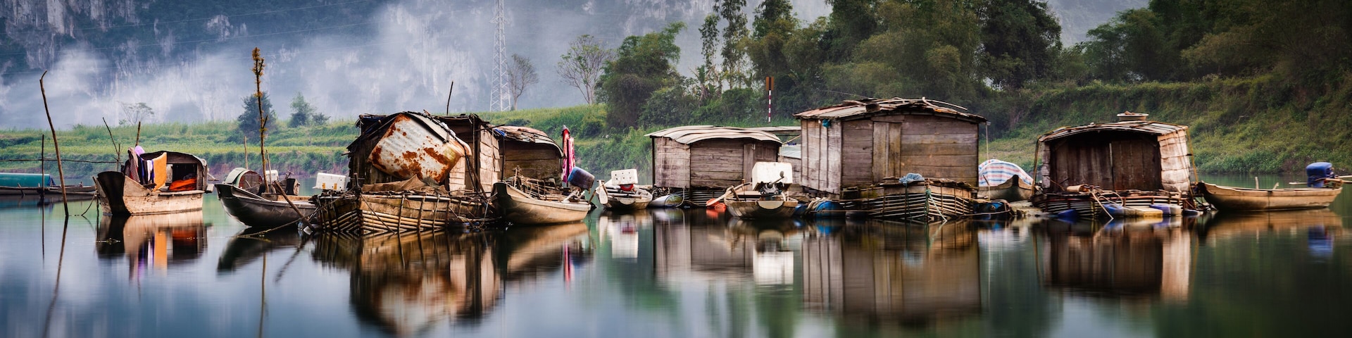 Cage fish farming, Gianh river, Mai Hoa Commune, Tuyen Hoa District , Quang Binh Province, Viet Nam