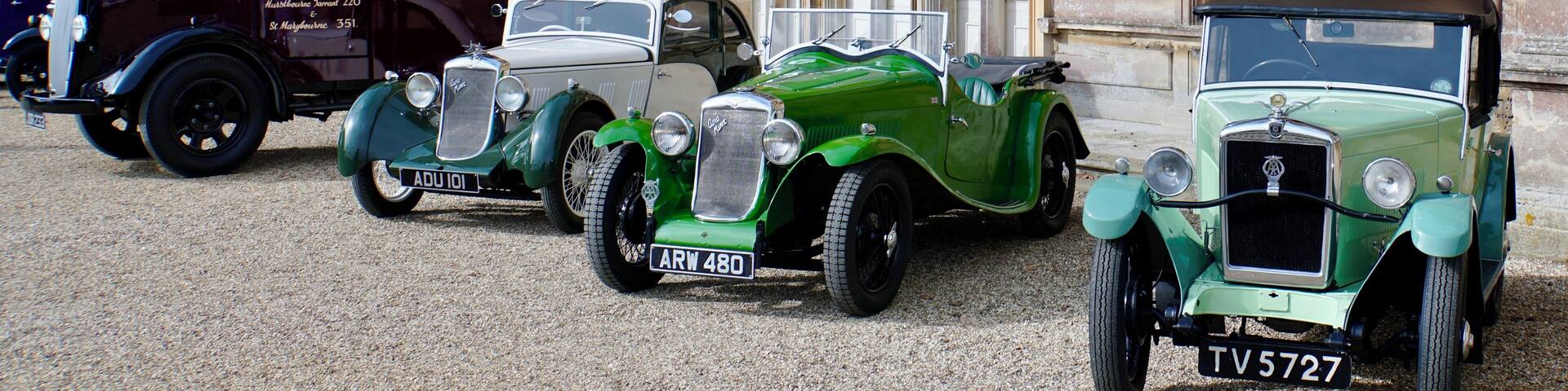 Vehicles of ‘Downton Abbey’ on display @ Highclere Castle, Highclere, Berkshire, UK (Sep 2018): venue of the popular TV Series.