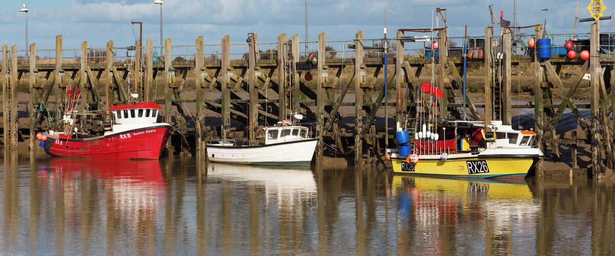 Rye Harbour
With its olde world charm, Rye is one of the historic cinque ports of South East England.
Wander through the lanes browsing the shops and taking in the architecture, or stroll along the harbour with its huge selection of fishing boats.