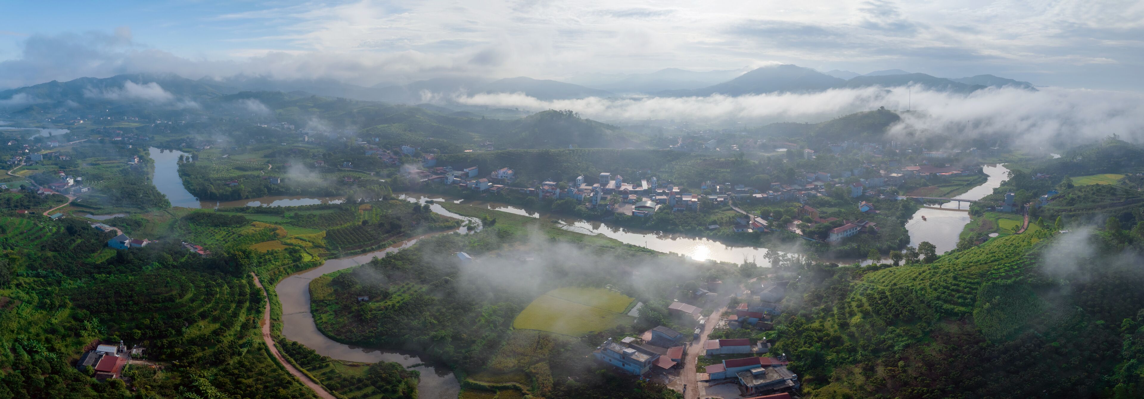 Aerial view of Luc Ngan landscape, Bac Giang, Vietnam