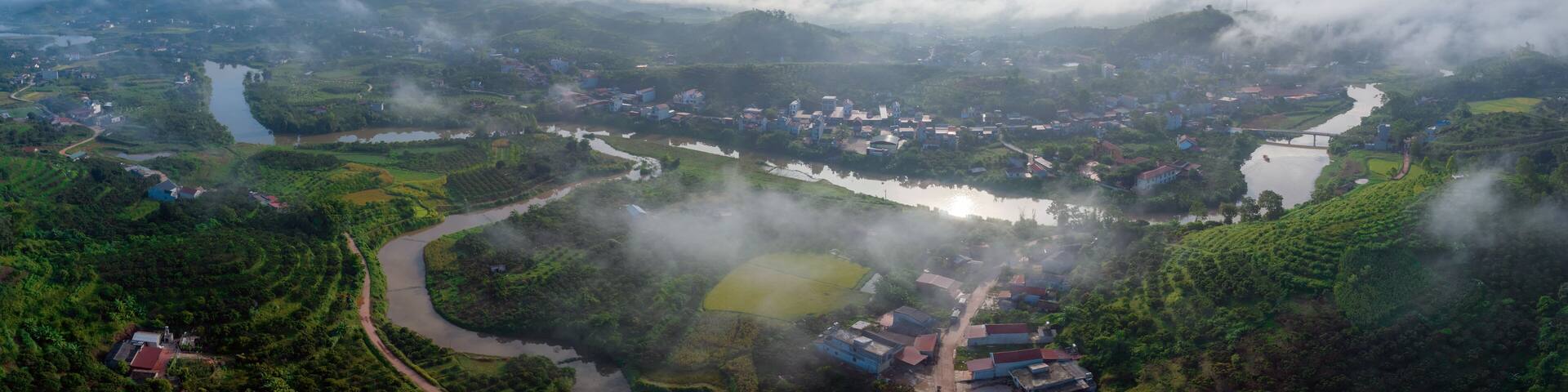 Aerial view of Luc Ngan landscape, Bac Giang, Vietnam