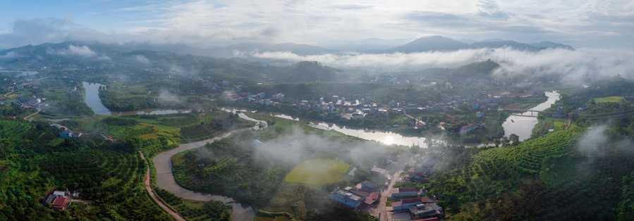 Aerial view of Luc Ngan landscape, Bac Giang, Vietnam