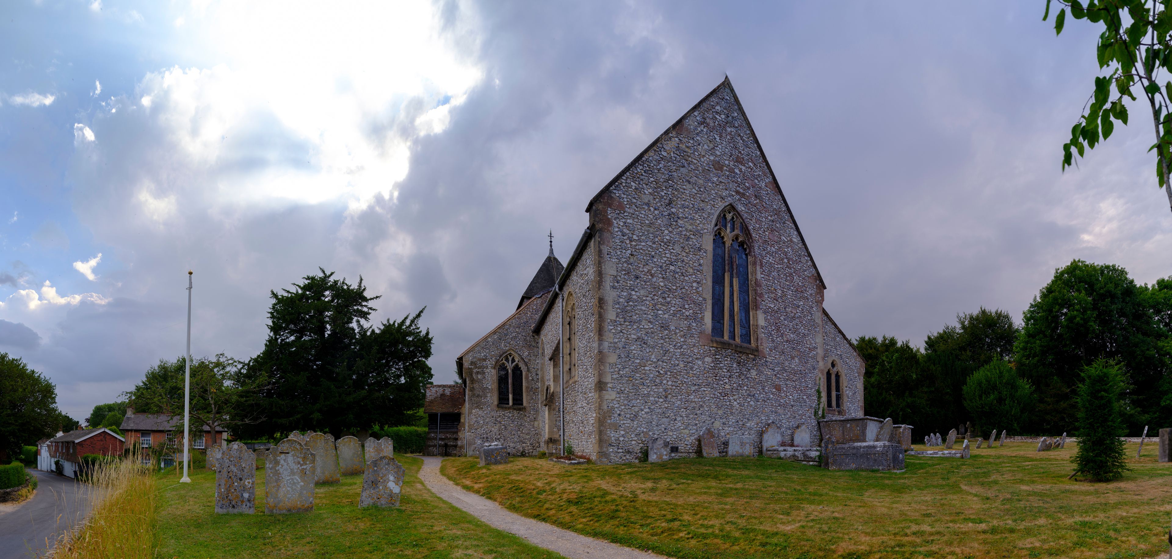 View of St Stephen's Church in the village of Sparsholt near Winchester, Hampshire, UK