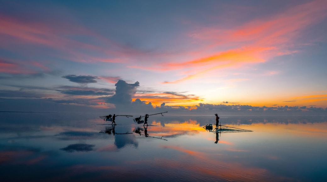 Brilliant sunrise over the sea in Thai Binh, Vietnam