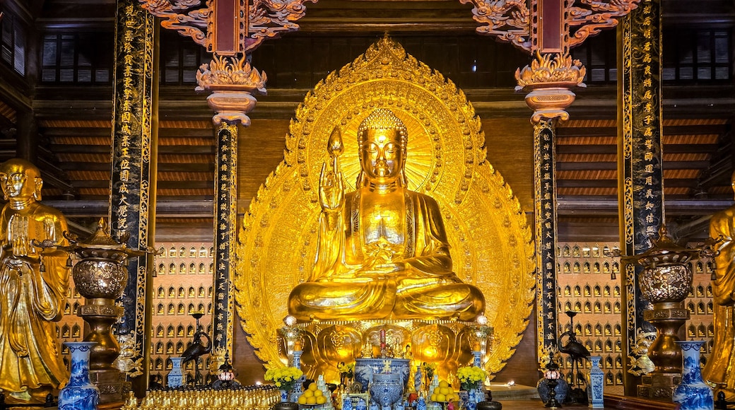 golden buddha statue in ninh binh