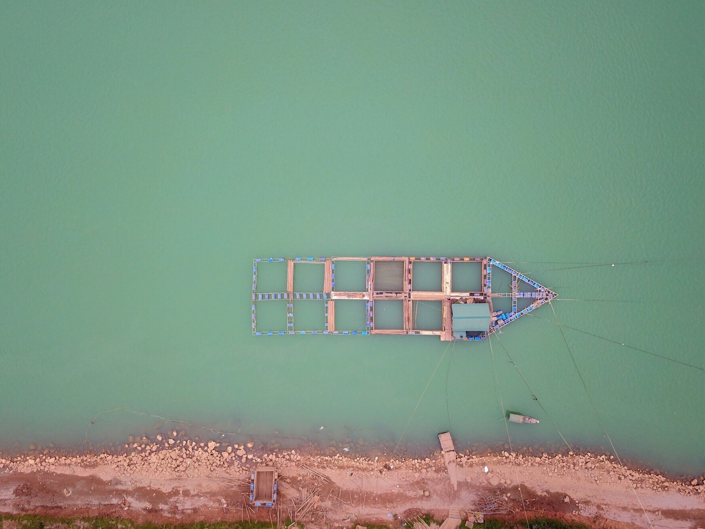 Fish farm off of the Da river in Hoa Binh.