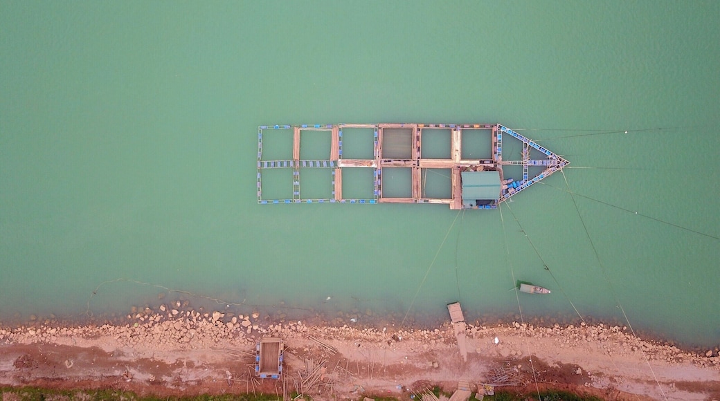 Fish farm off of the Da river in Hoa Binh.