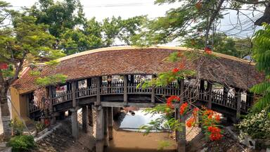 Hai Anh ancient tile bridge in Hai Hau district, Nam Dinh, Vietnam. The Tile Bridge was built in the 17th century