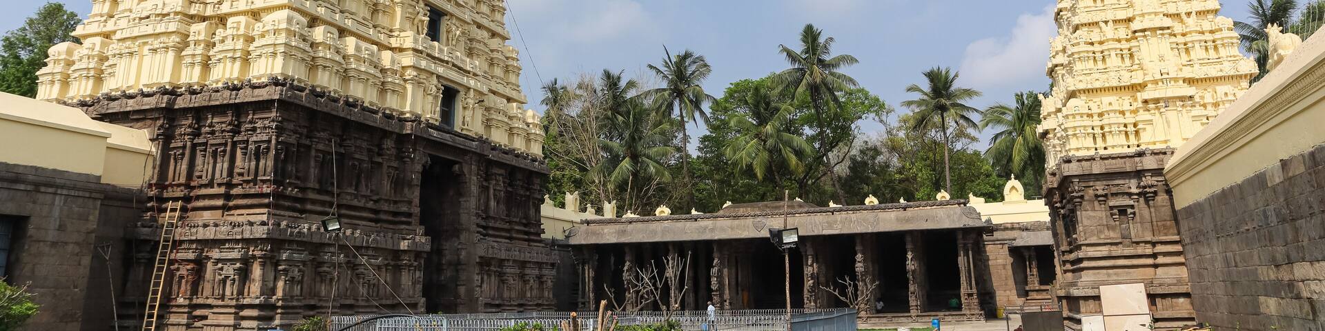 Beautiful View of Jalakandeswarar Temple, 16th Century Lord Shiva Temple, Situated in the Centre of Veloore Fort, Vellore, Tamil Nadu, India.