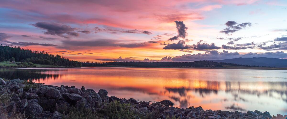 Long exposure image of Big Lake, Arizona, taken after sunset.