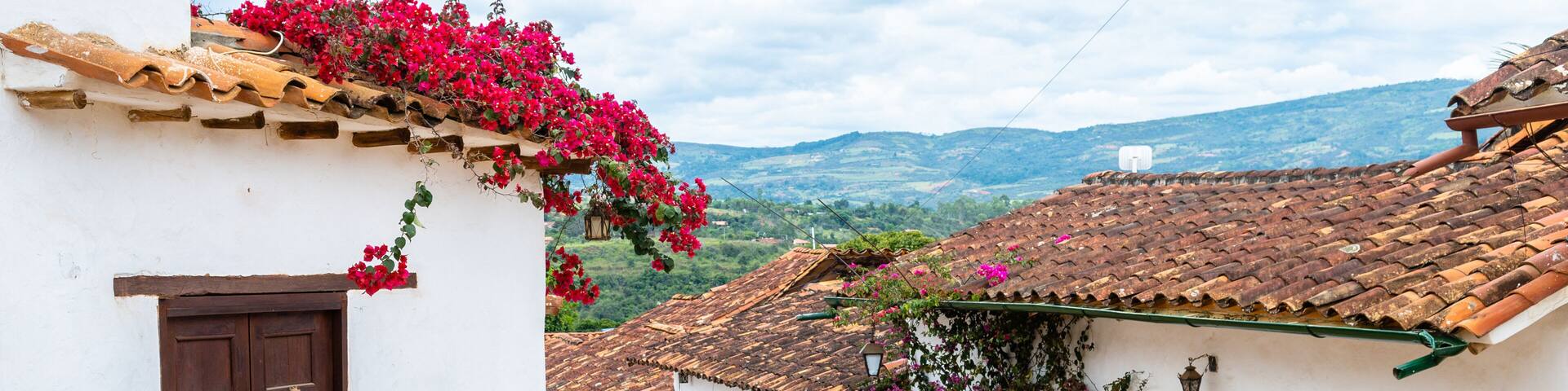 street view of barichara colonial town, colombia