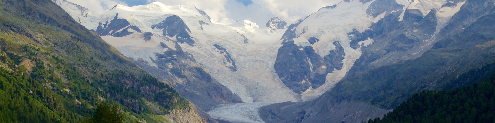 Morteratsch Glacier featuring mountains, tranquil scenes and landscape views