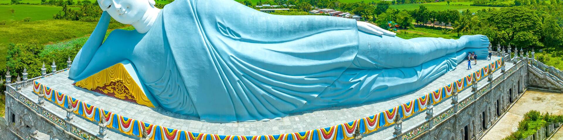 The largest reclining Buddha statue in Vietnam is located at Som Rong pagoda, Soc Trang province, khmer pogoda