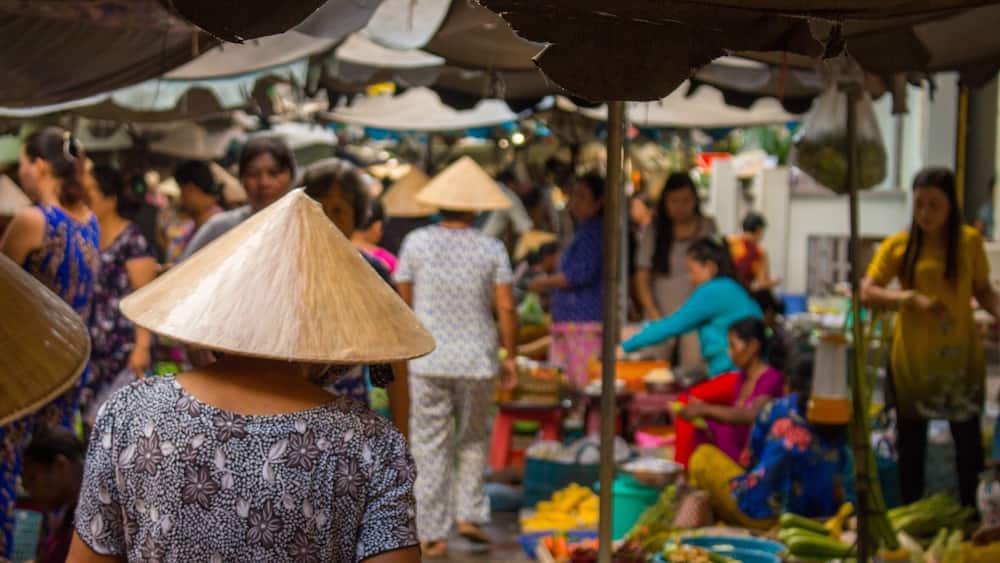 Morning market in Soc Trang Vietnam.