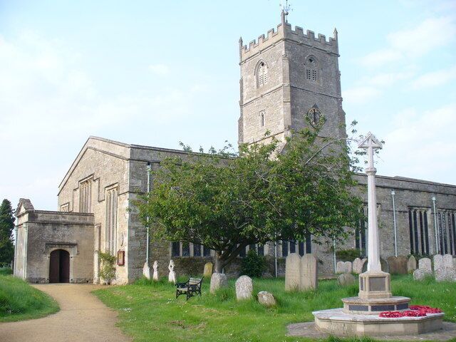 Church of England parish church of St Andrew, Shrivenham: view from the southwest showing the parish war memorial