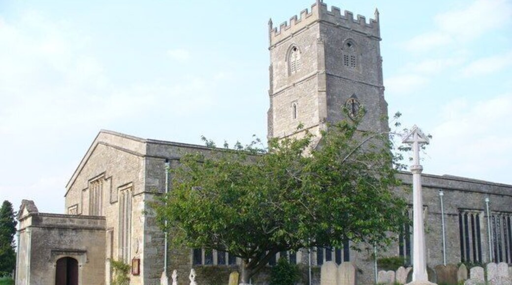 Church of England parish church of St Andrew, Shrivenham: view from the southwest showing the parish war memorial