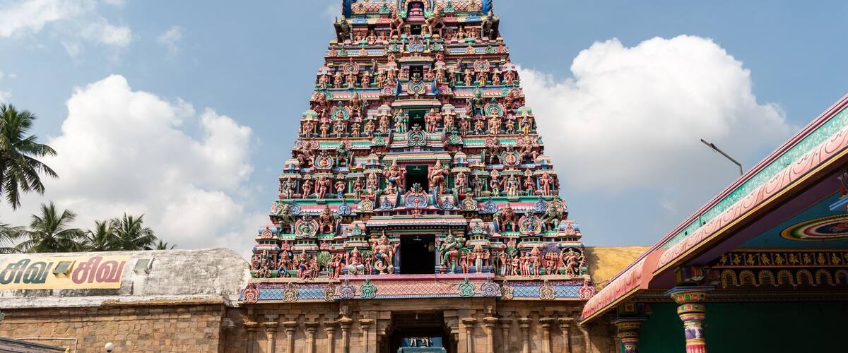 A temple with intricate carvings and statues.
