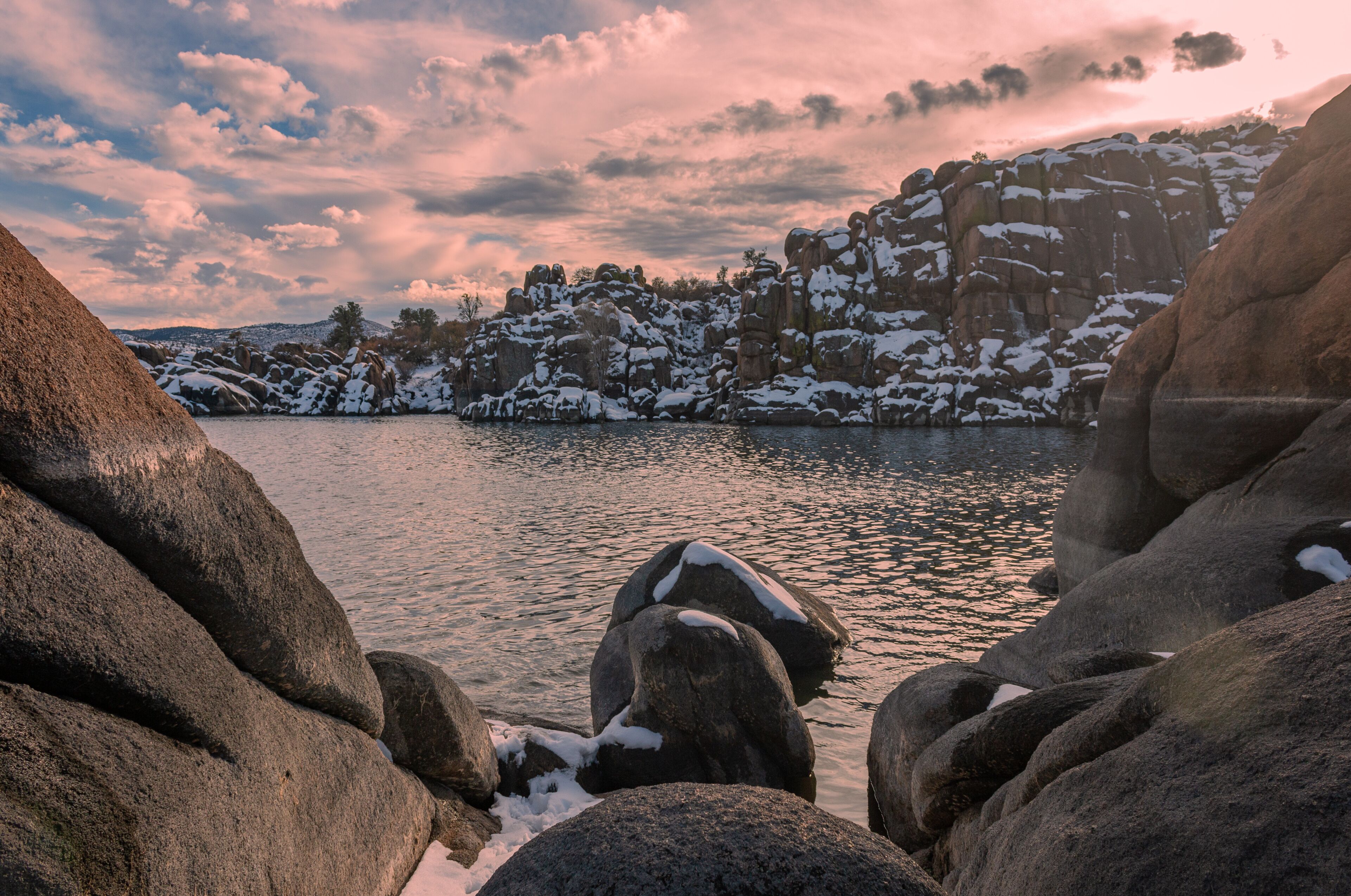 Scenic Winter Landscape at Watson lake Prescott Arizona
