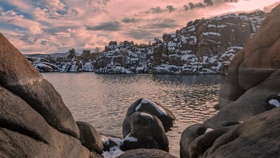 Scenic Winter Landscape at Watson lake Prescott Arizona