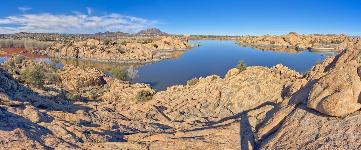 Aerial view of Granite Cliffs at Willow Lake, Arizona, USA