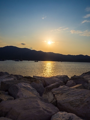 sunset at the port of Saint Florent (Corsica - France)