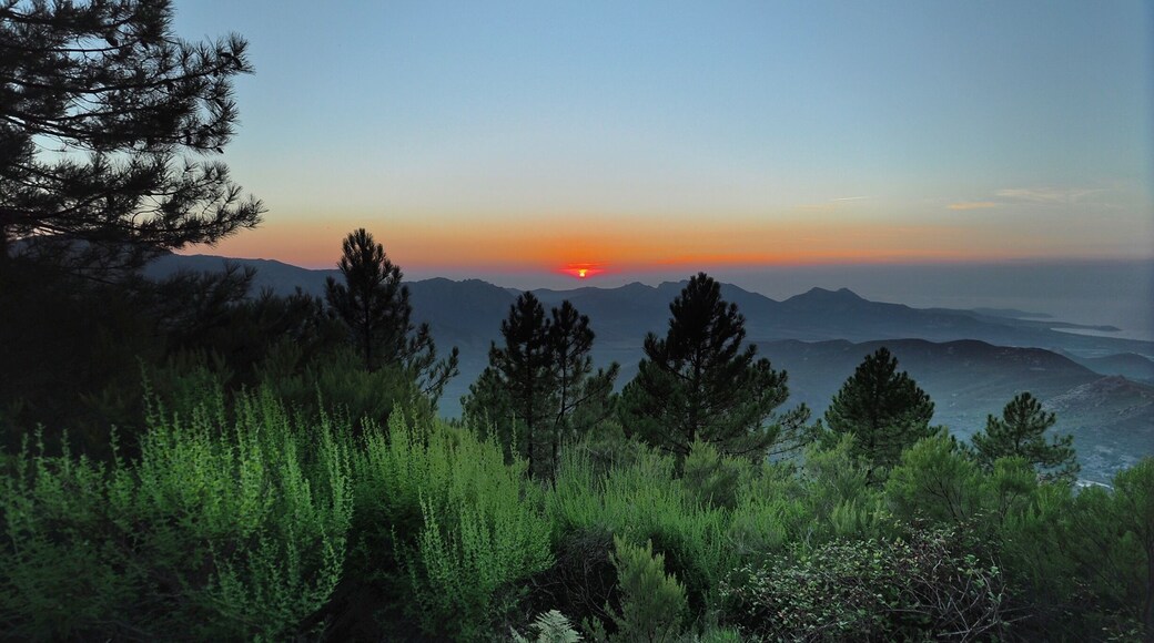 Sunset on the GR20 trekking trail in Corsica.