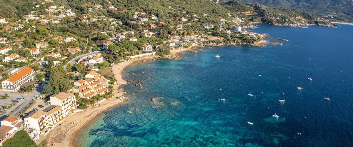Landscape with Corse du Sud coast in Corsica island, France