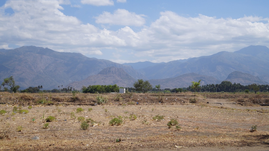 landscape of palani hills on the way to palani temple India