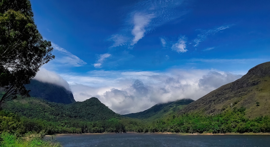 Beautiful landscape view at Kadamparai dam backwaters.